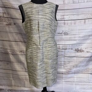 Lafayette 148 New York Tan/Brown Wool Blend Sleeveless Shift Dress Size Large